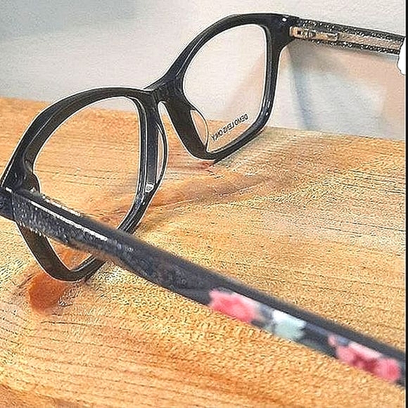 NEW Sassy Black Eyeglass Frame floral temples, RX'ABLE, women glasses 54 16 140 - Picture 2 of 5
